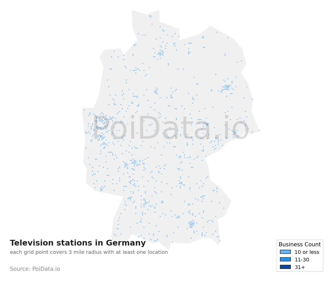 Television station density map for Germany