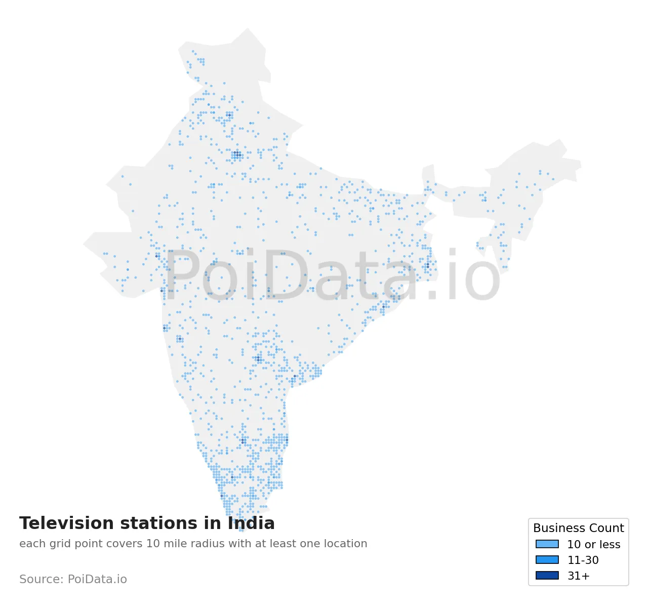 Television station density map for India