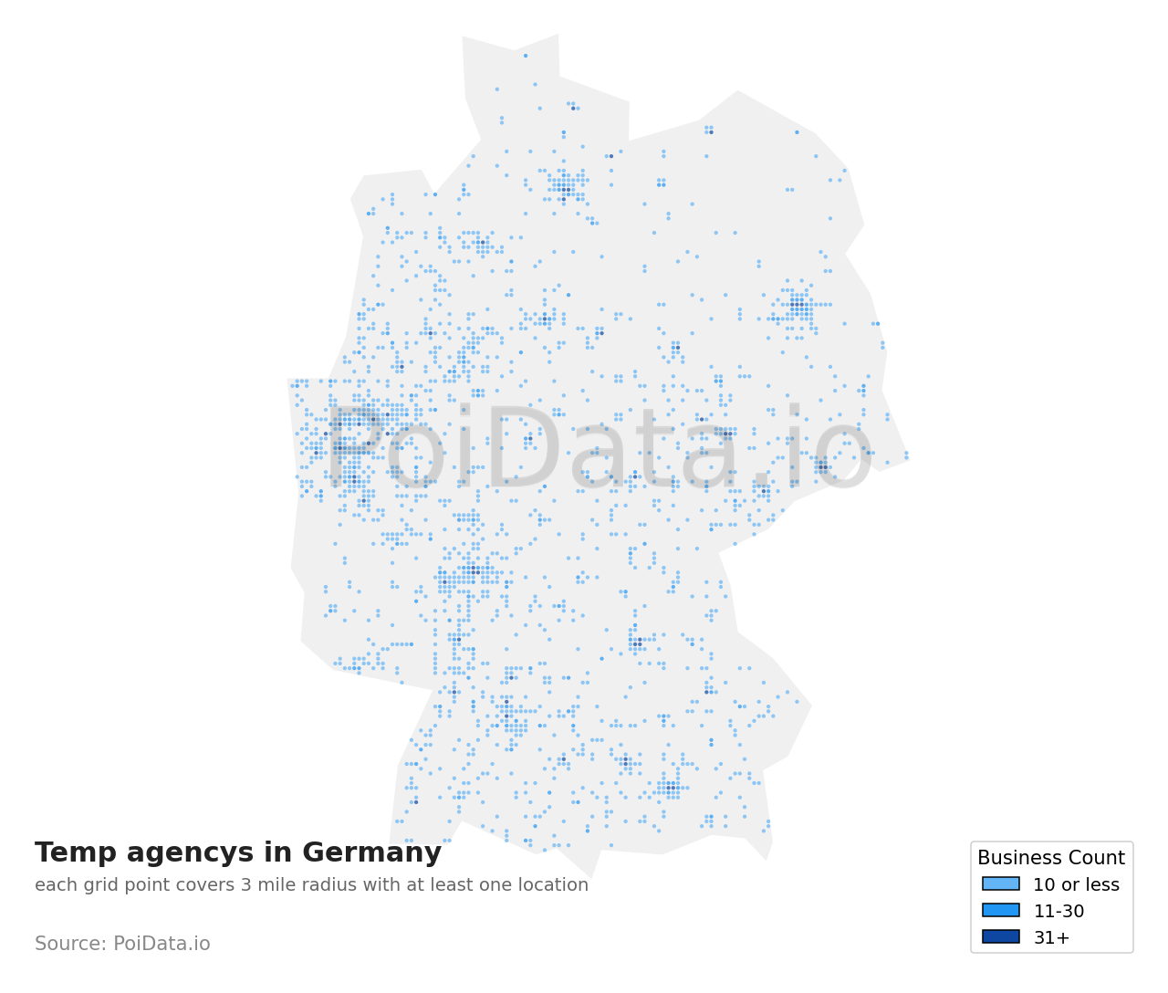 Temp agency density map for Germany