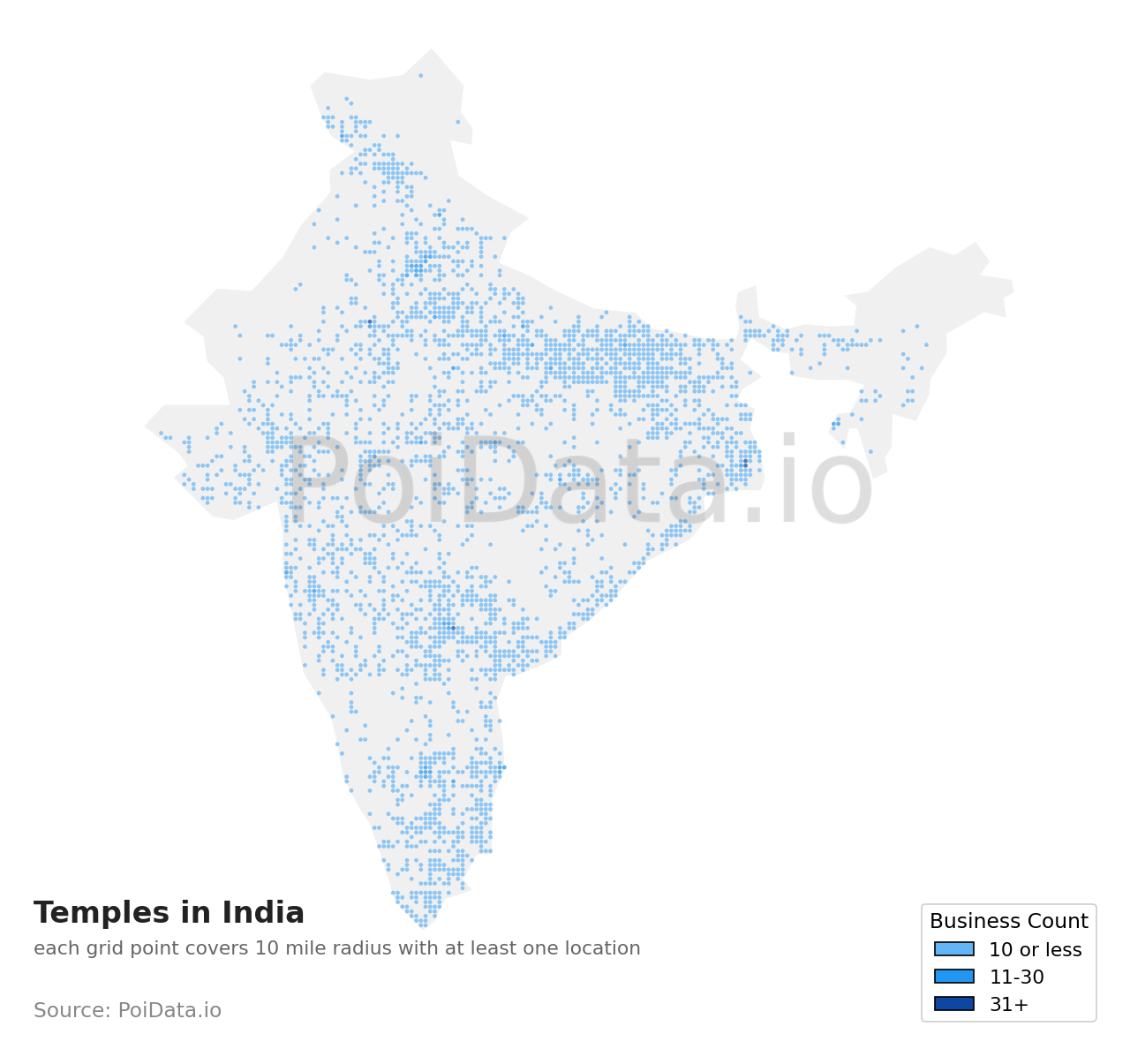 Temple density map for India