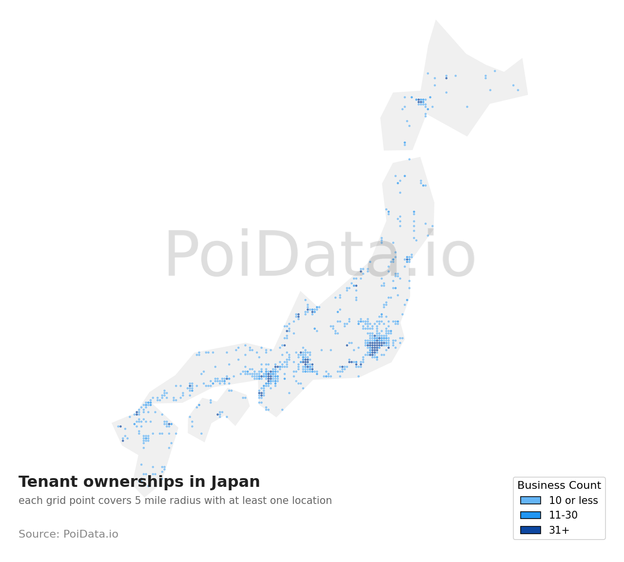 Tenant ownership density map for Tokyo, Japan