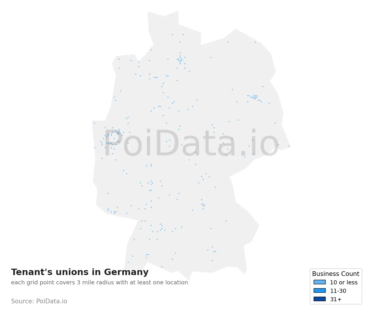 Tenant's union density map for Germany