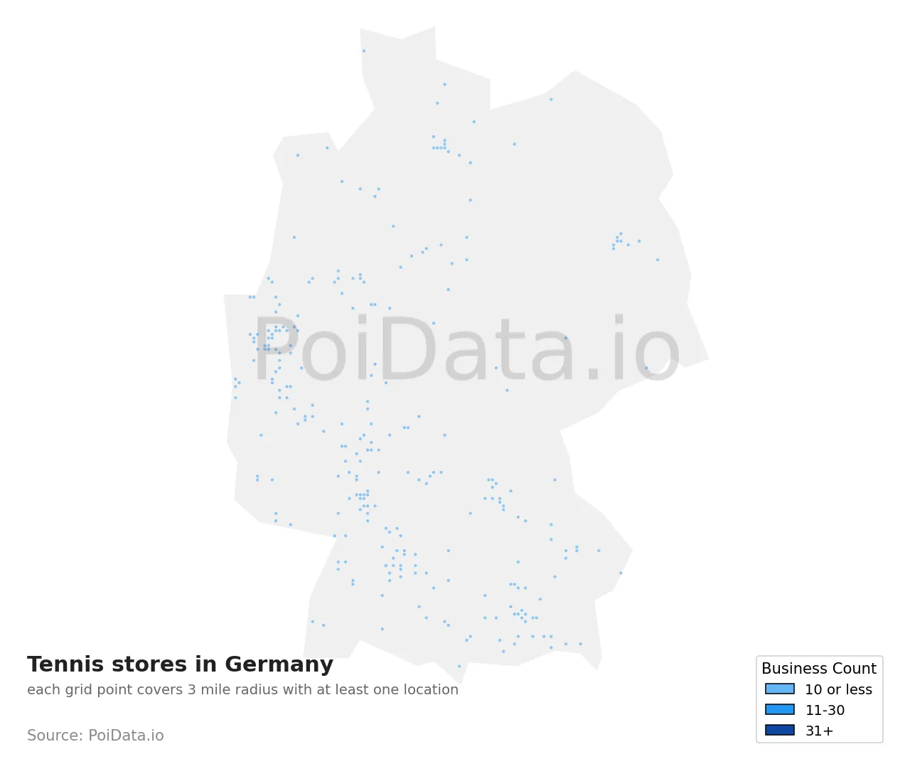 Tennis store density map for Germany