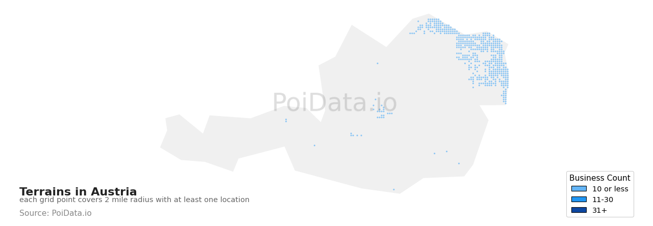 Terrain density map for Austria