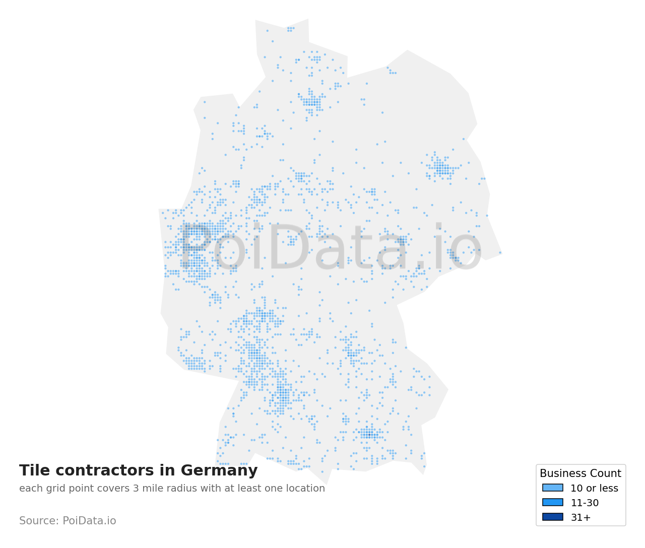 Tile contractor density map for Germany