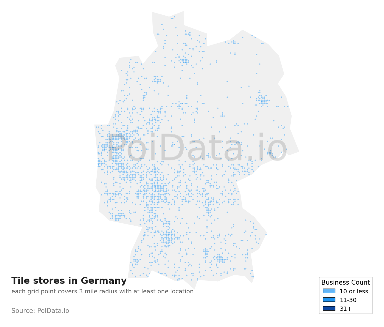 Tile store density map for Germany