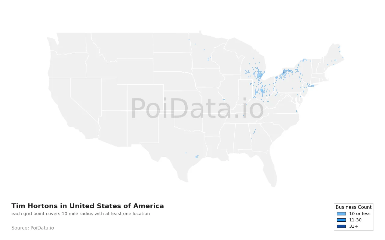 Tim Hortons density map for United States