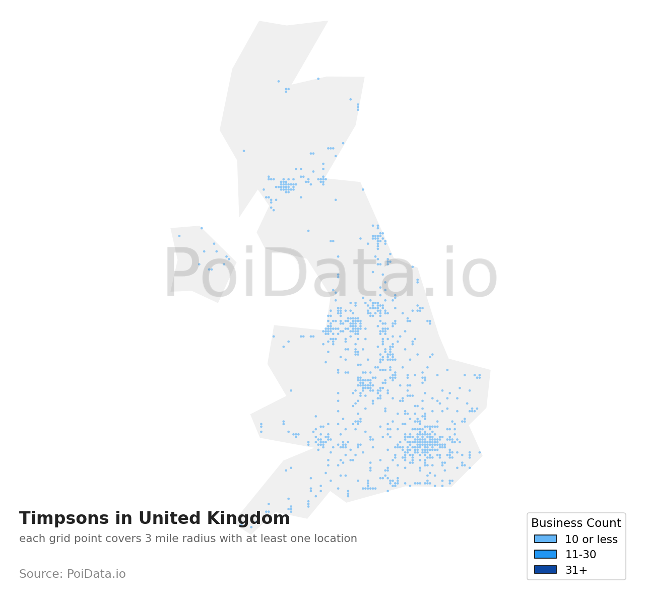 Timpson density map for United Kingdom