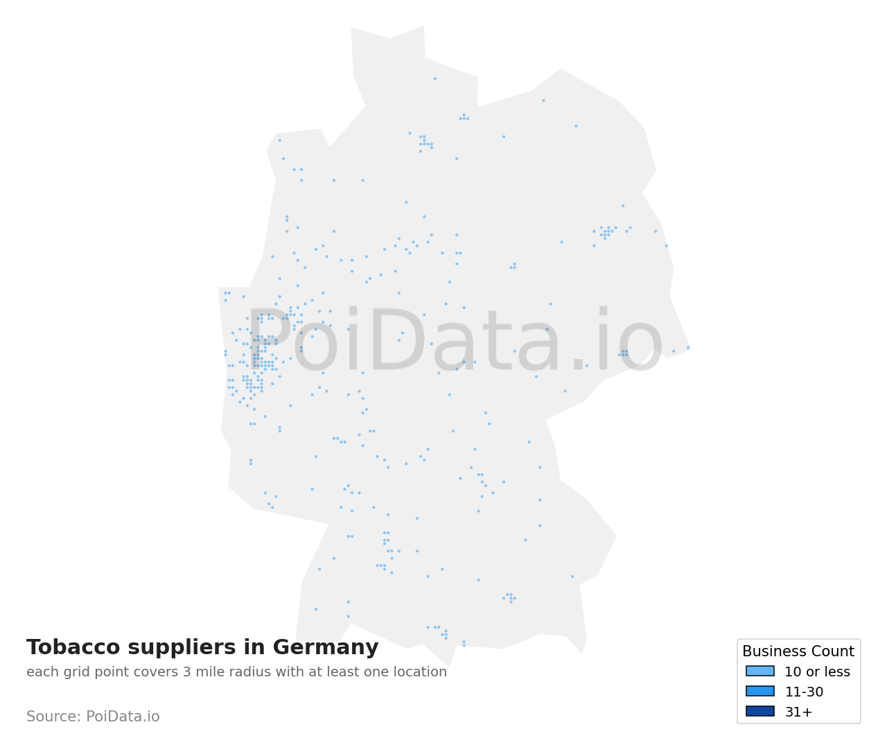 Tobacco supplier density map for Germany