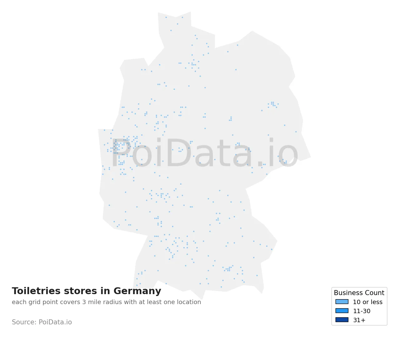 Toiletries store density map for Germany
