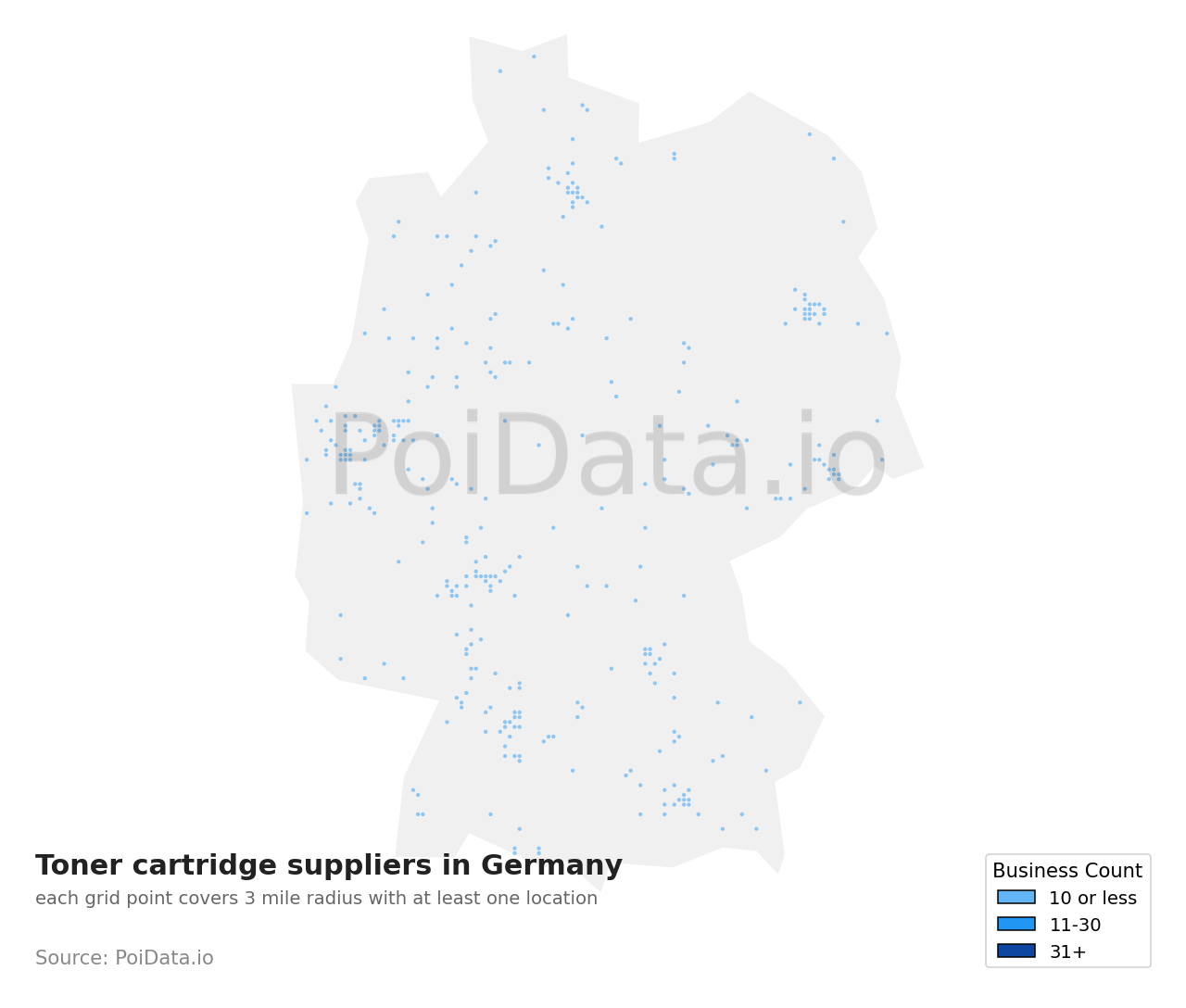Toner cartridge supplier density map for Germany