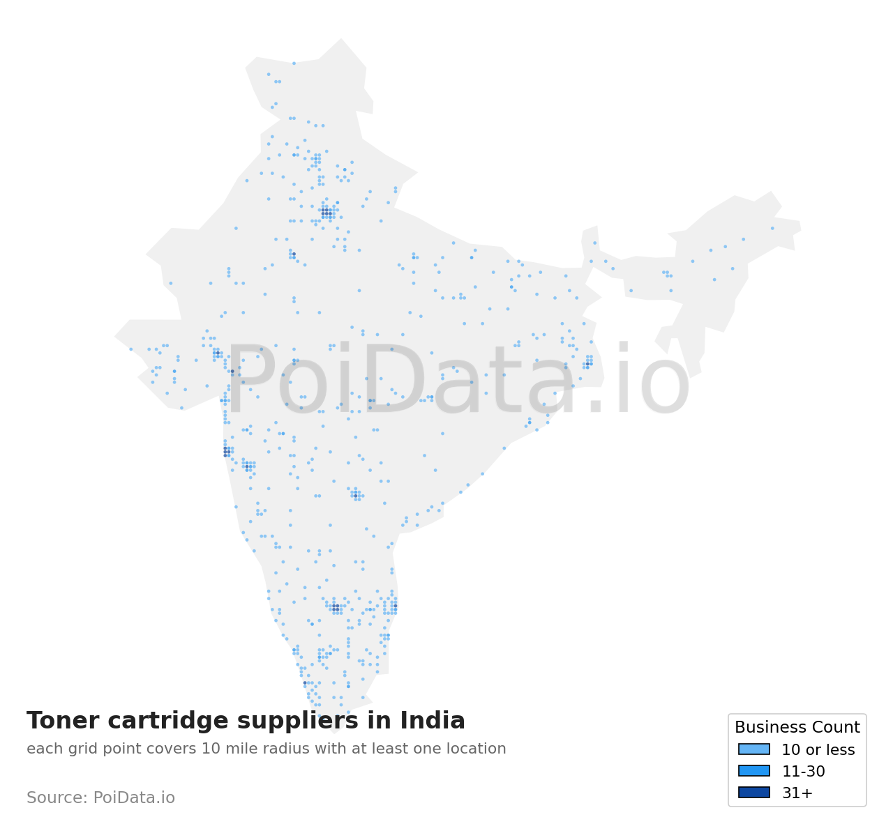 Toner cartridge supplier density map for India