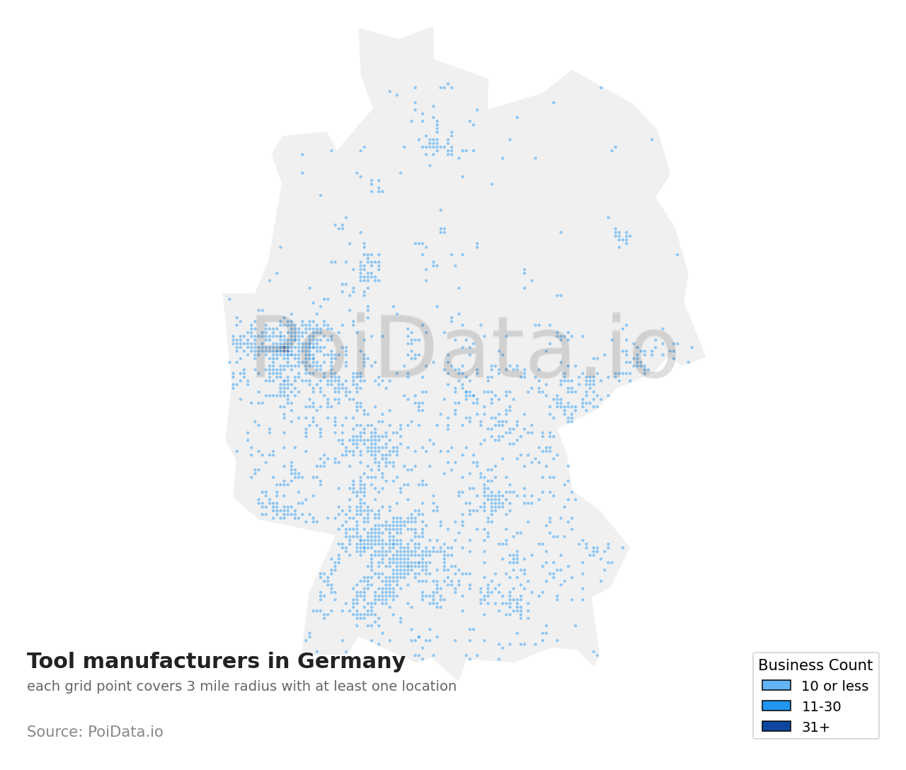 Tool manufacturer density map for Germany