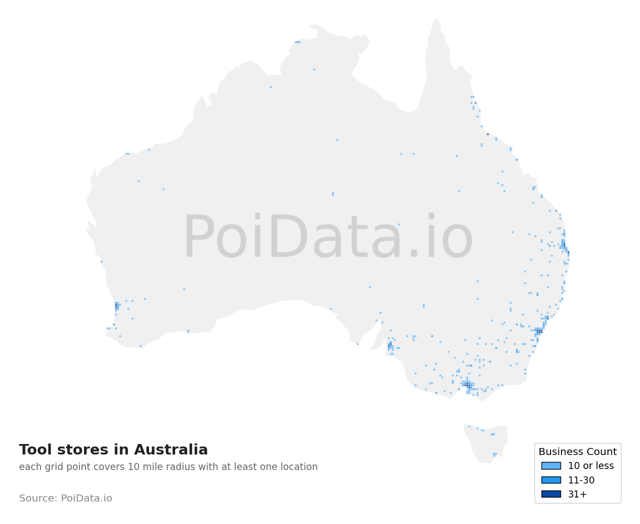 Tool store density map for Australian Capital Territory, Australia