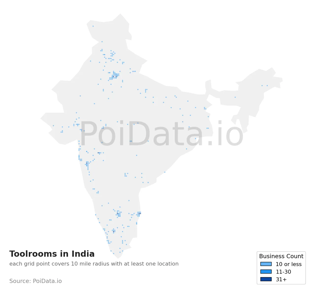 Toolroom density map for India