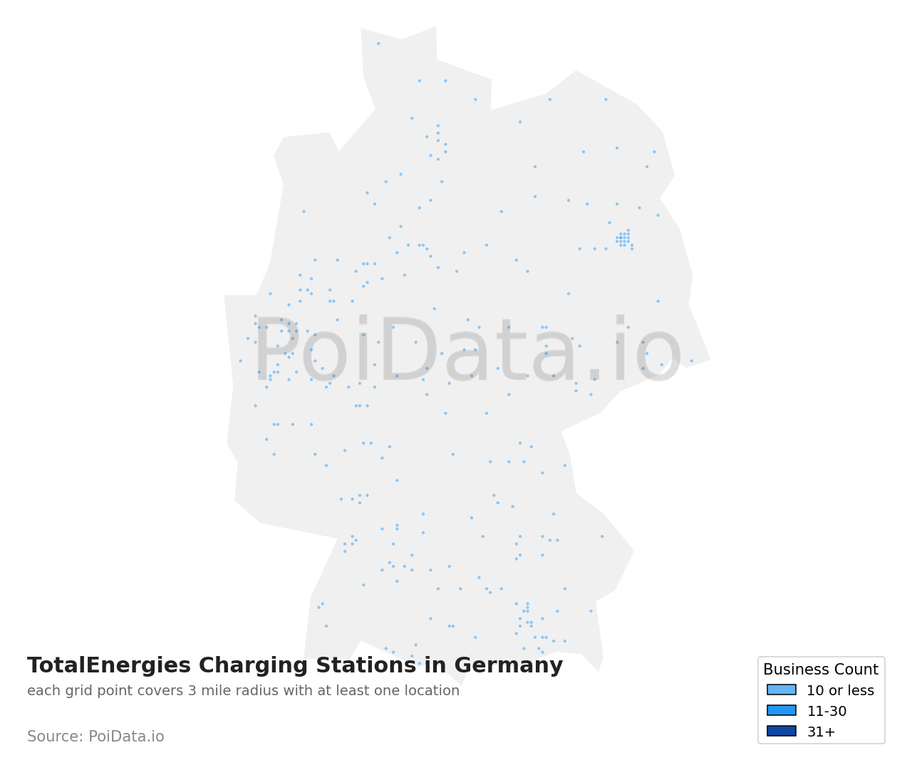 TotalEnergies Charging Station density map for Germany