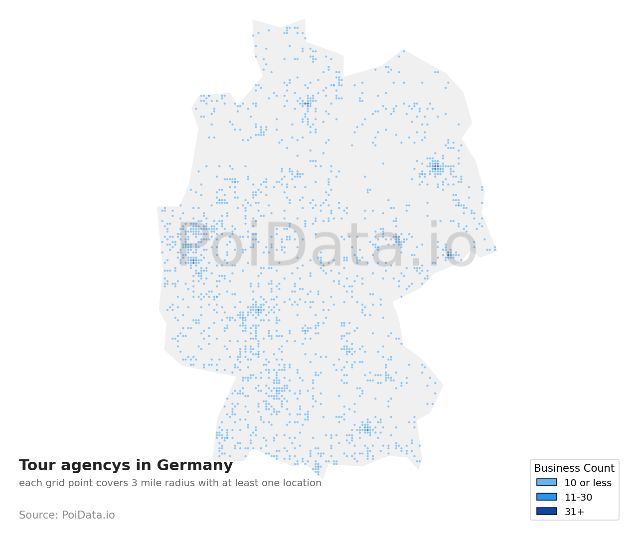 Tour agency density map for Germany