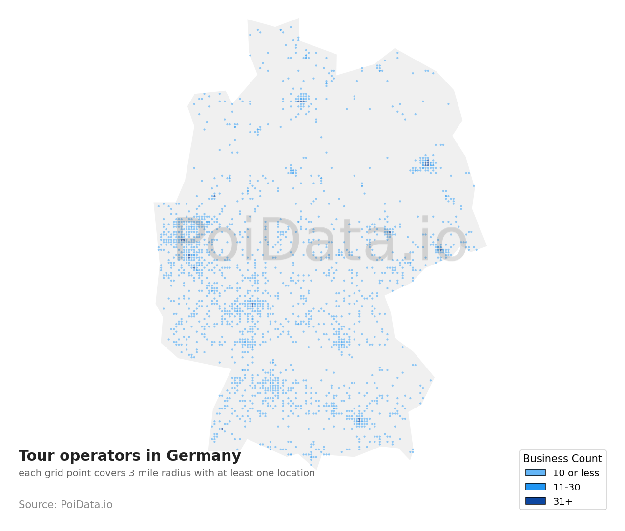 Tour operator density map for Germany