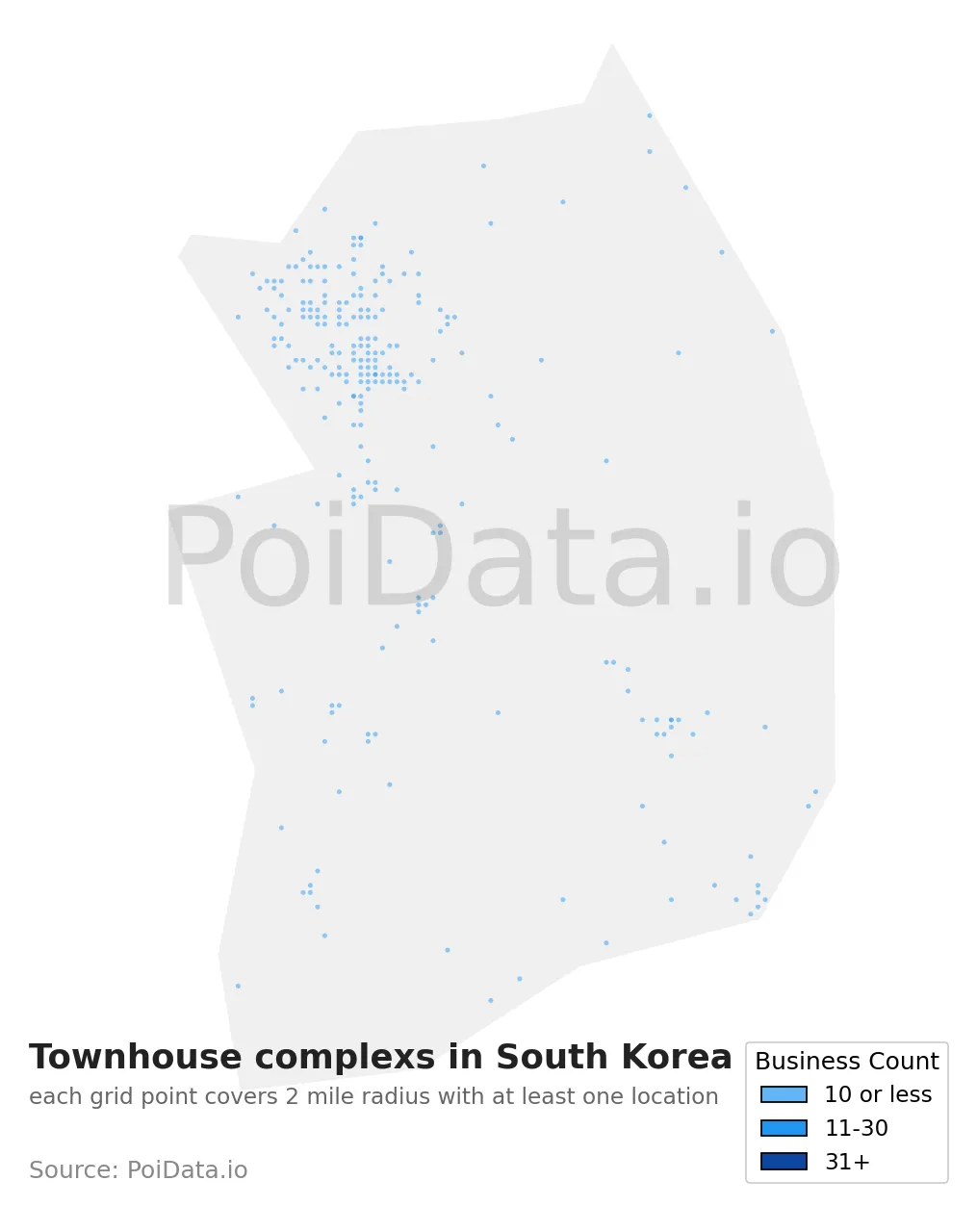 Townhouse complex density map for South Korea