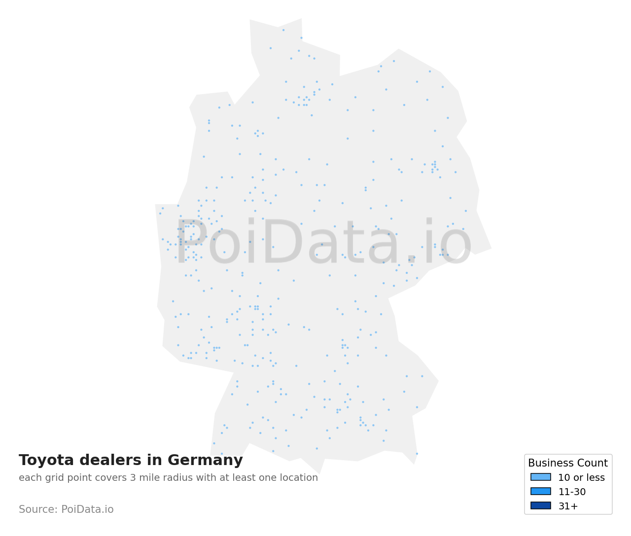 Toyota dealer density map for Germany
