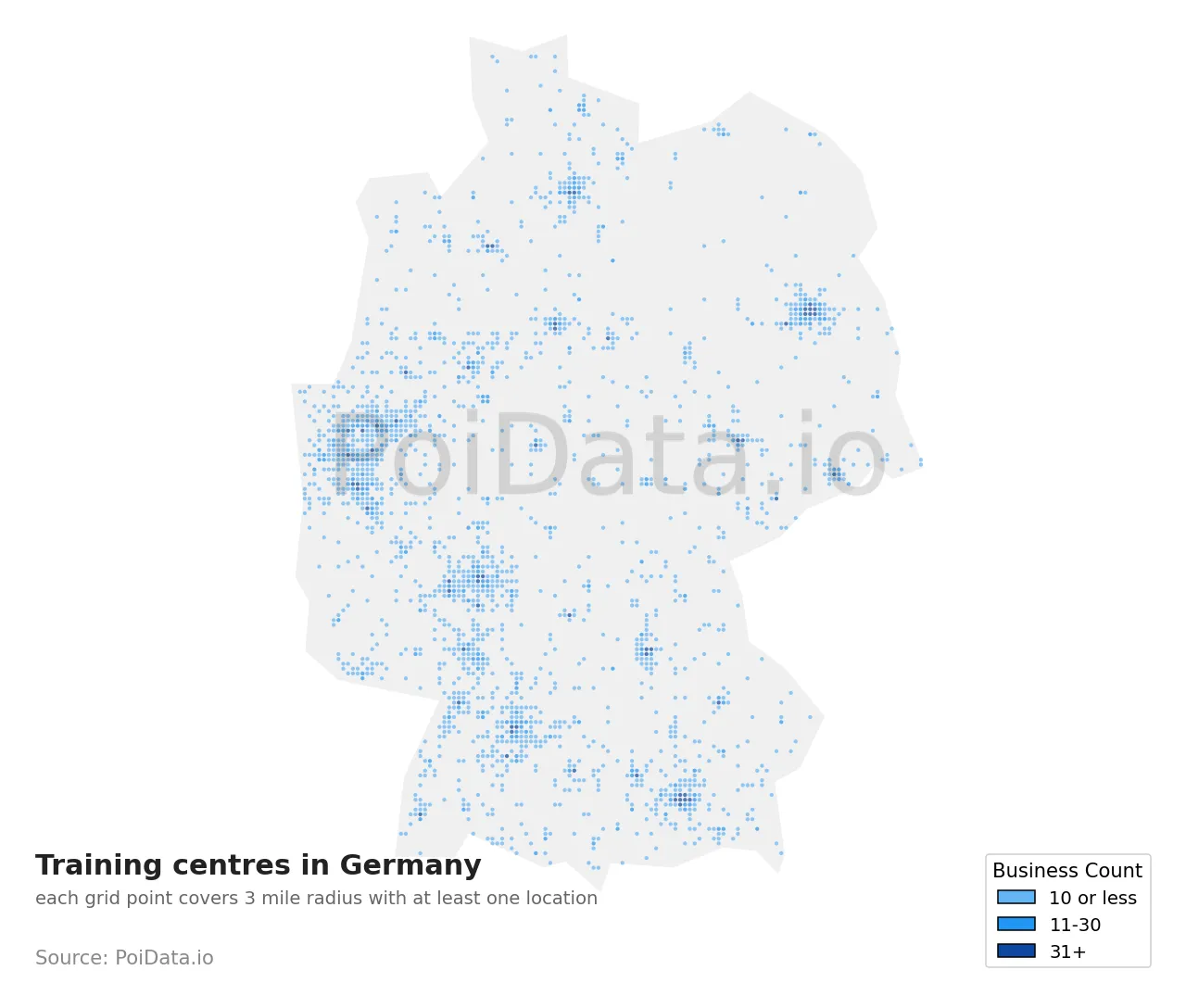 Training centre density map for Germany