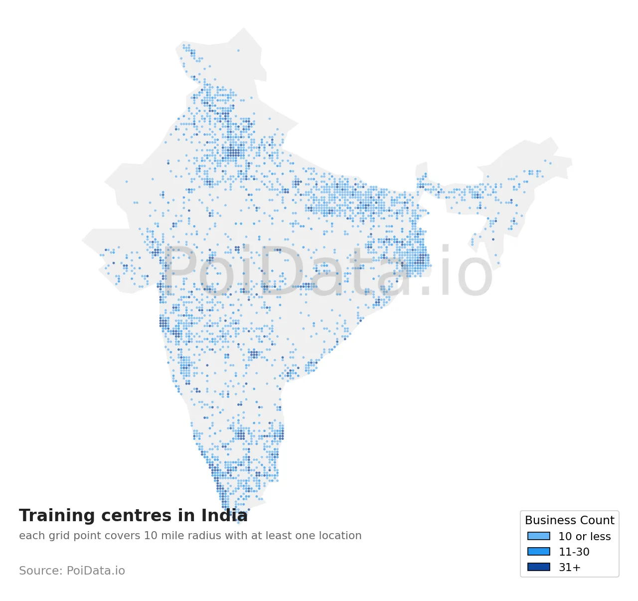 Training centre density map for India