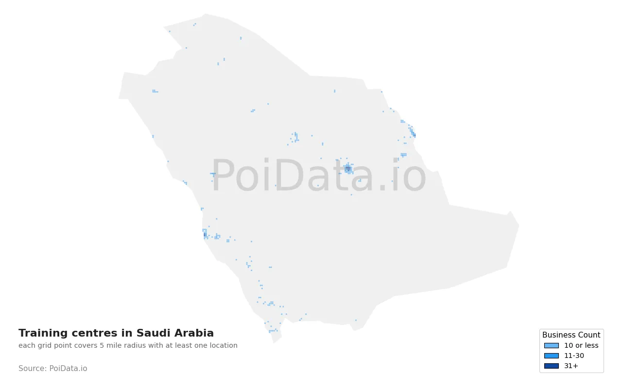 Training centre density map for Saudi Arabia