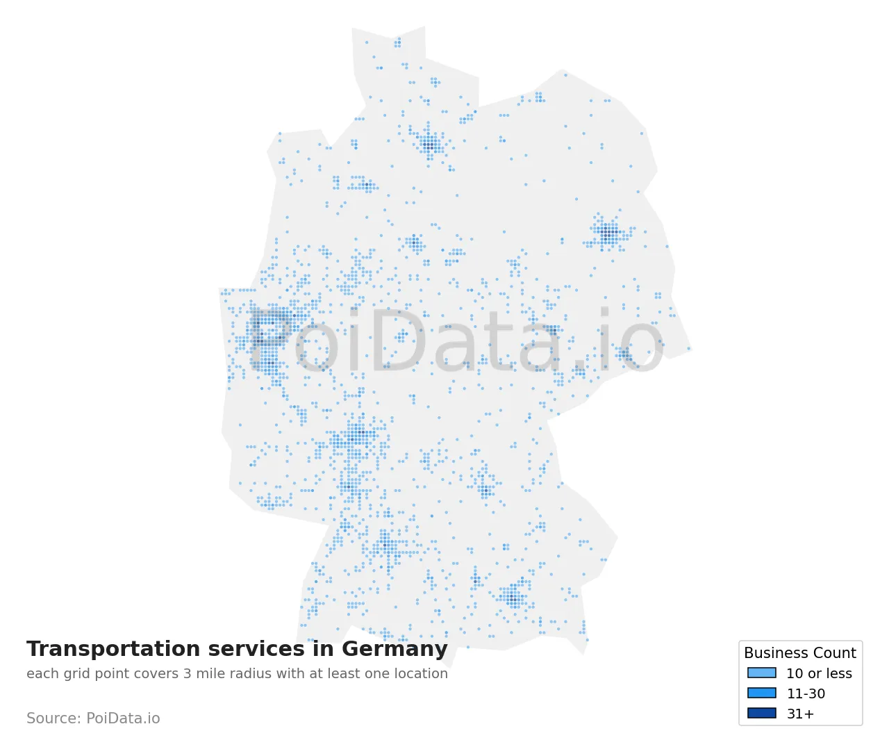 Transportation service density map for Germany