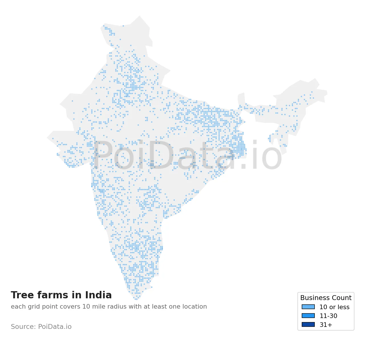 Tree farm density map for India