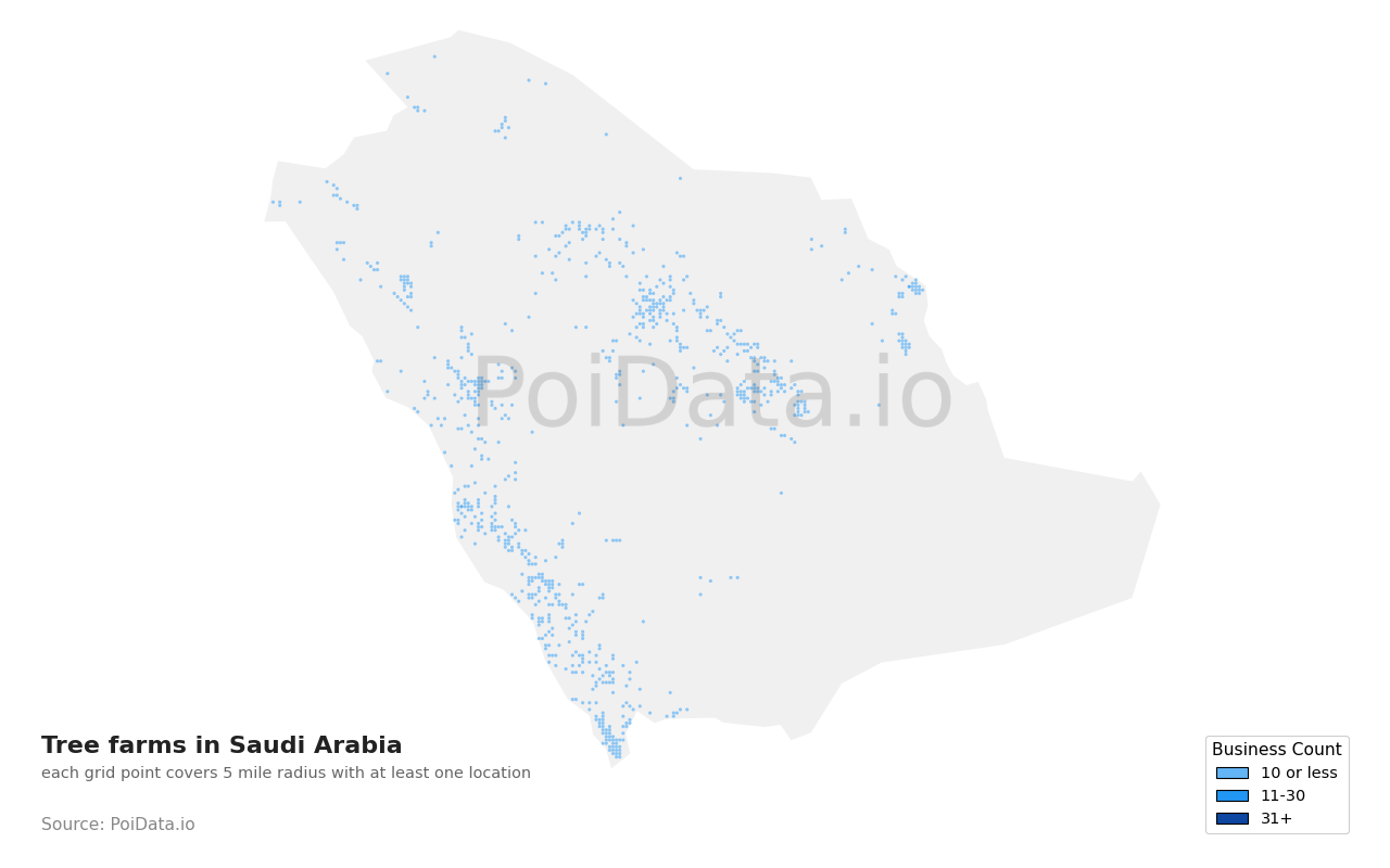 Tree farm density map for Saudi Arabia