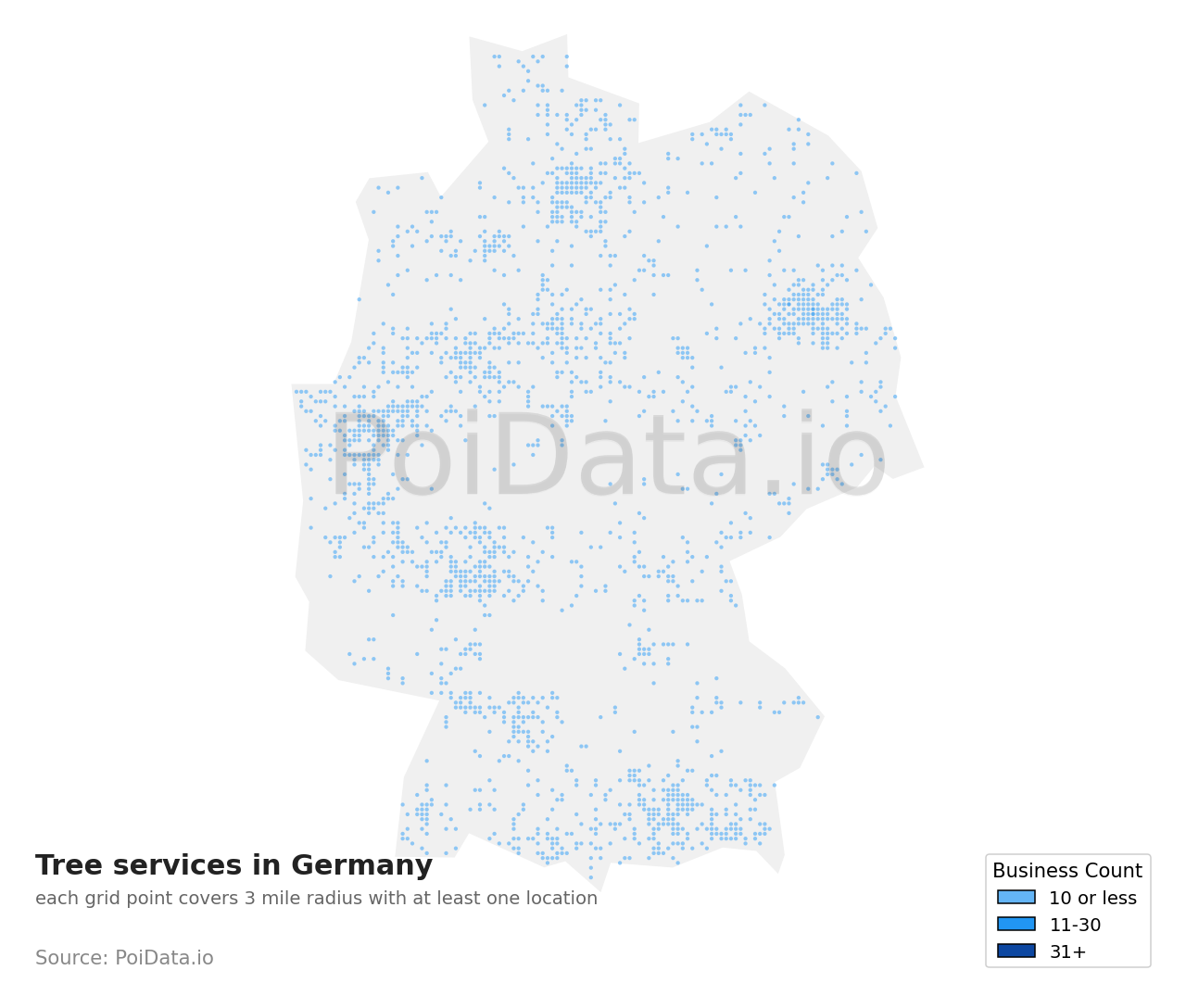 Tree service density map for Germany