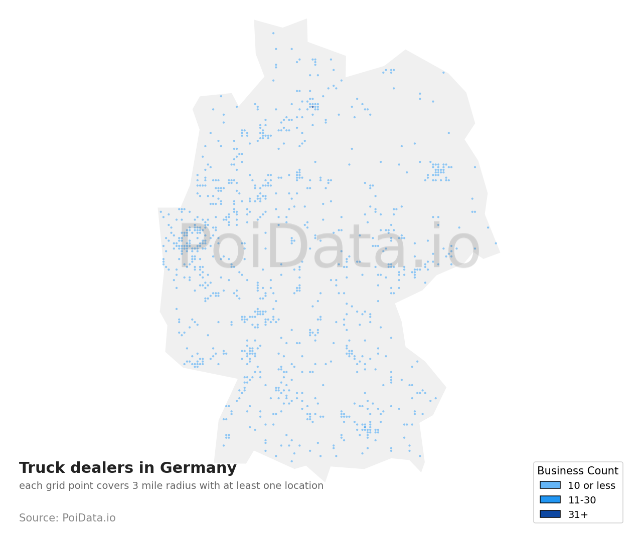 Truck dealer density map for Germany