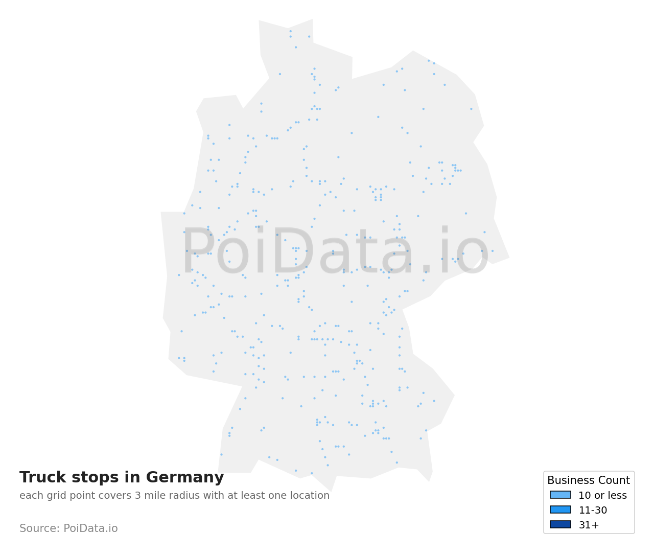 Truck stop density map for Germany