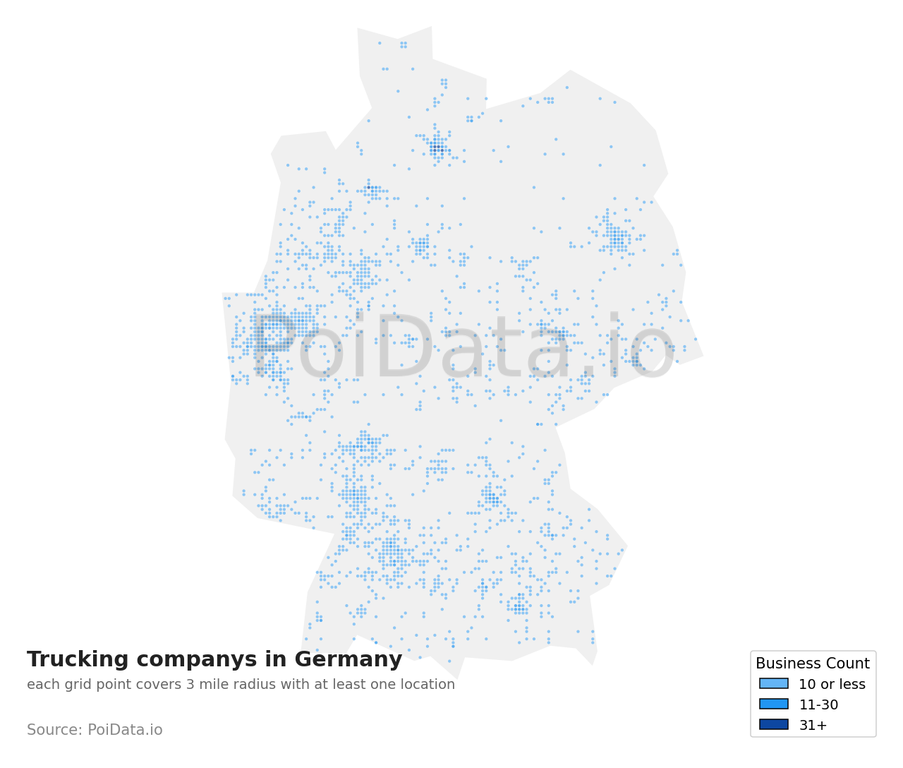 Trucking company density map for Germany