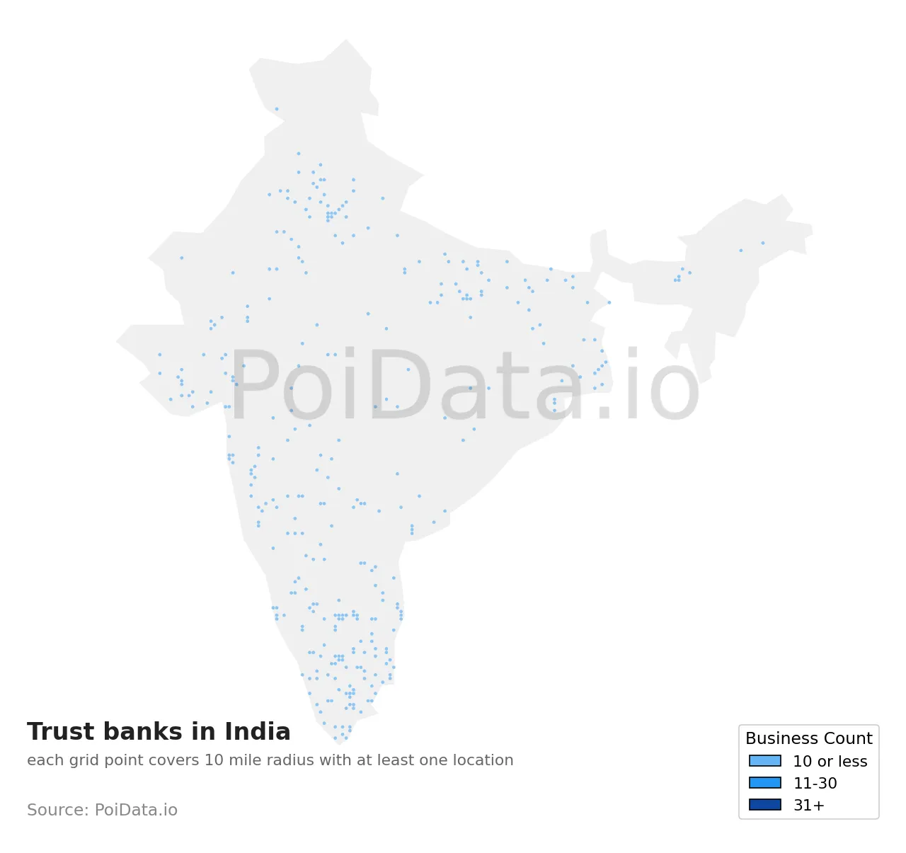 Trust bank density map for India