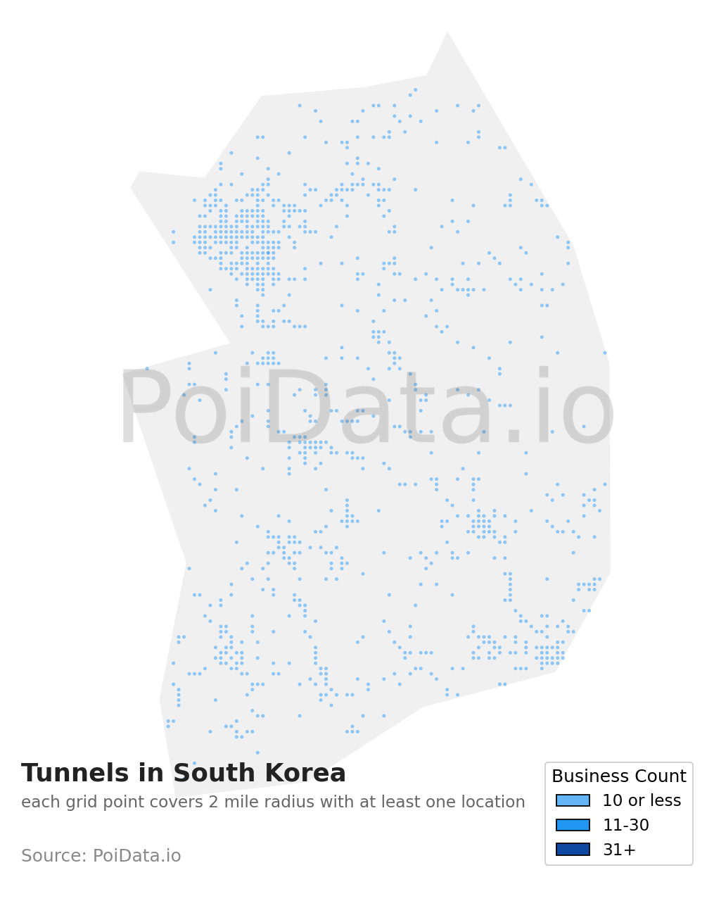 Tunnel density map for South Korea