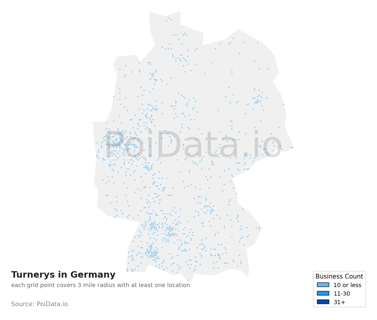Turnery density map for Germany