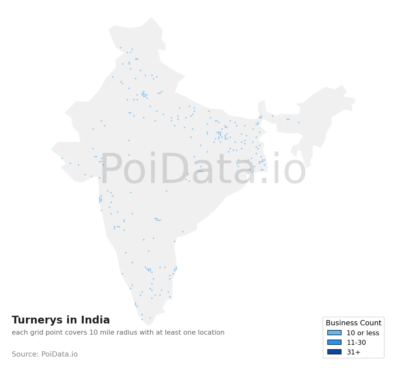 Turnery density map for India