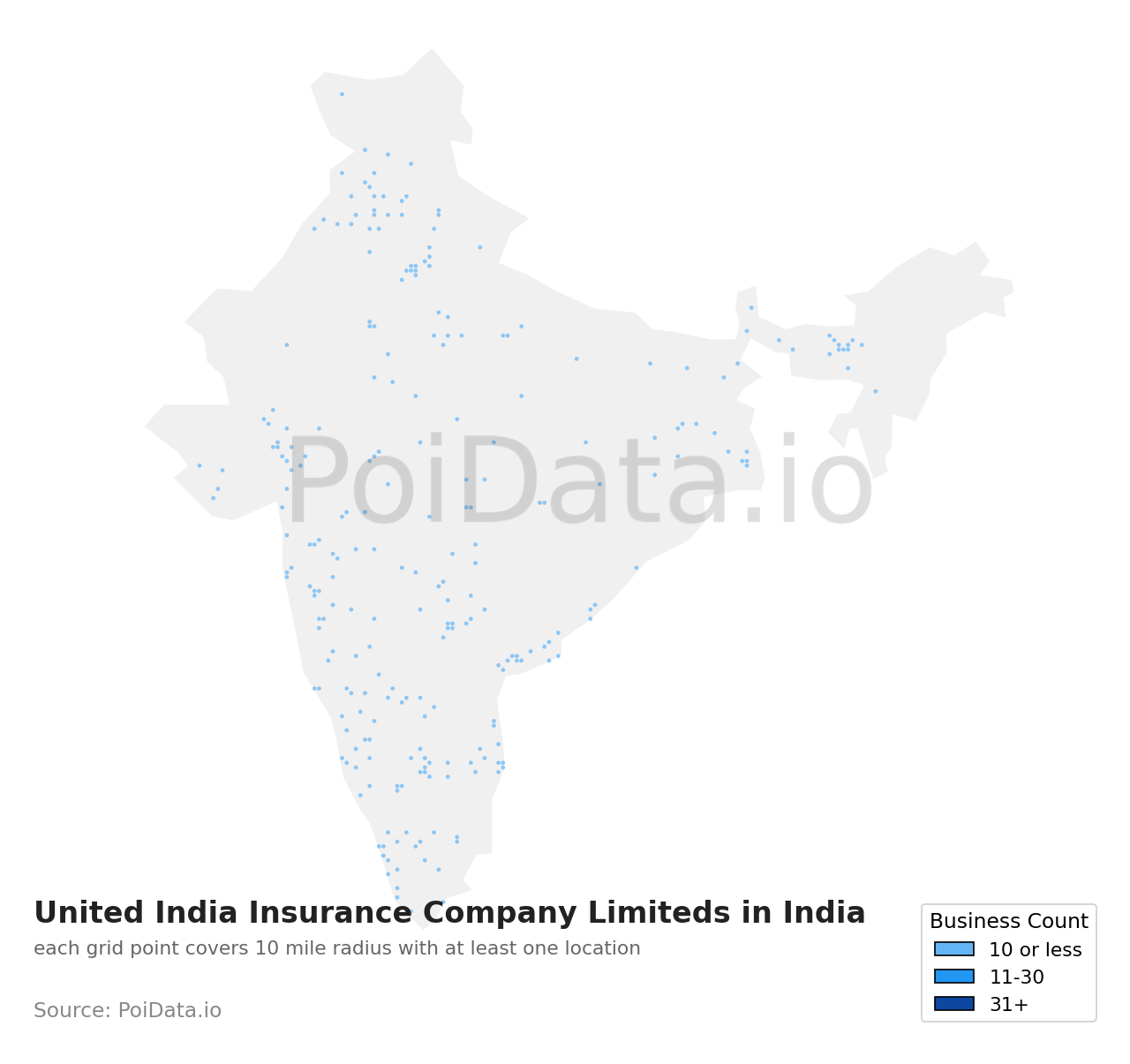 United India Insurance Company Limited density map for India