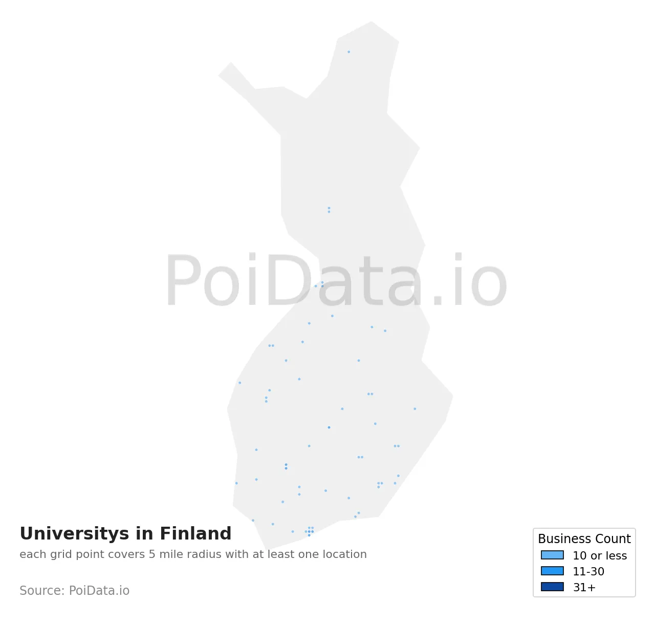 University density map for Finland