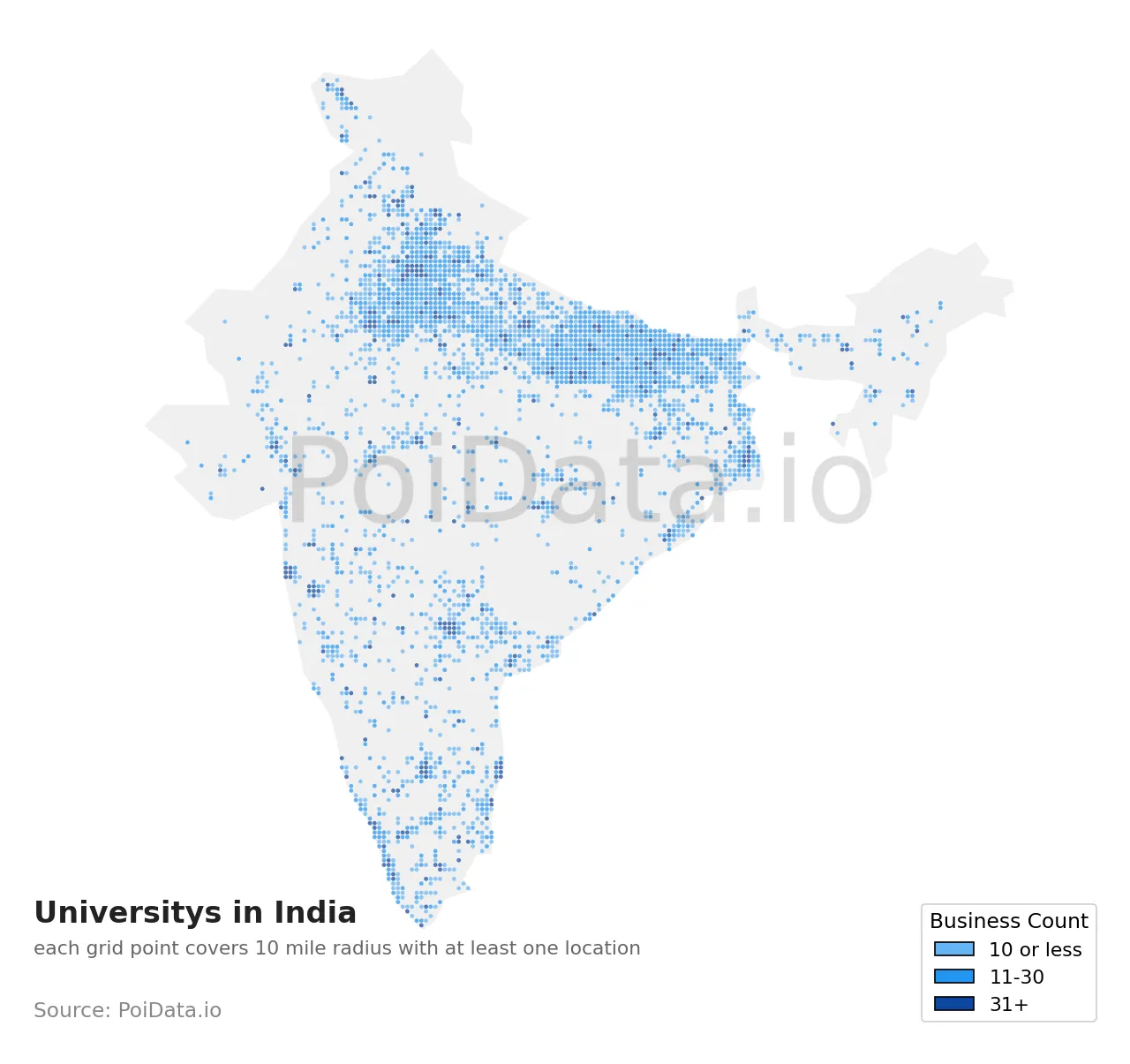 University density map for India