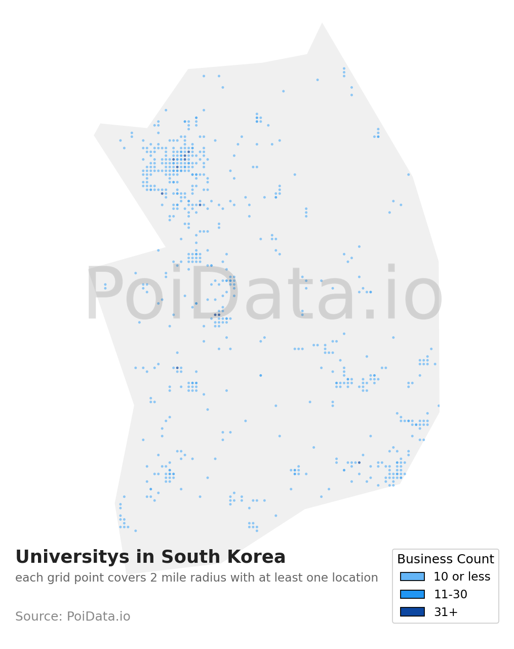 University density map for South Korea