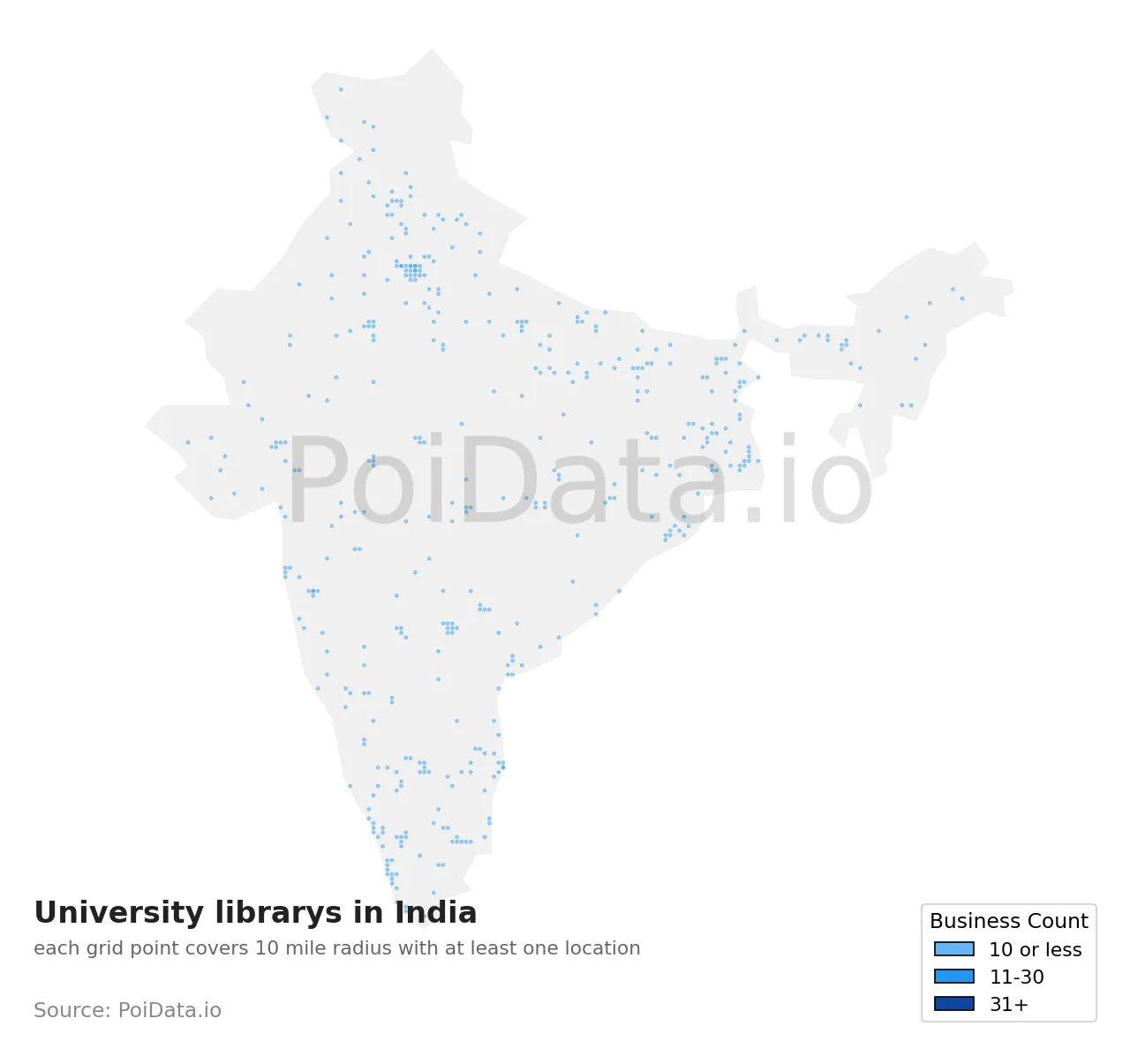 University library density map for India