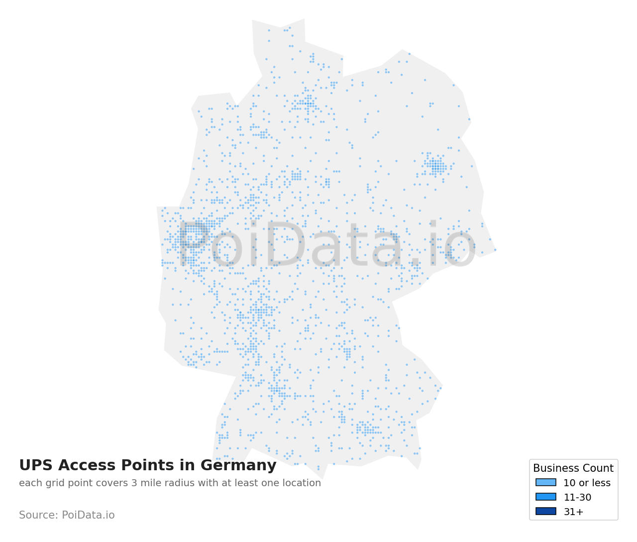UPS Access Point density map for Germany