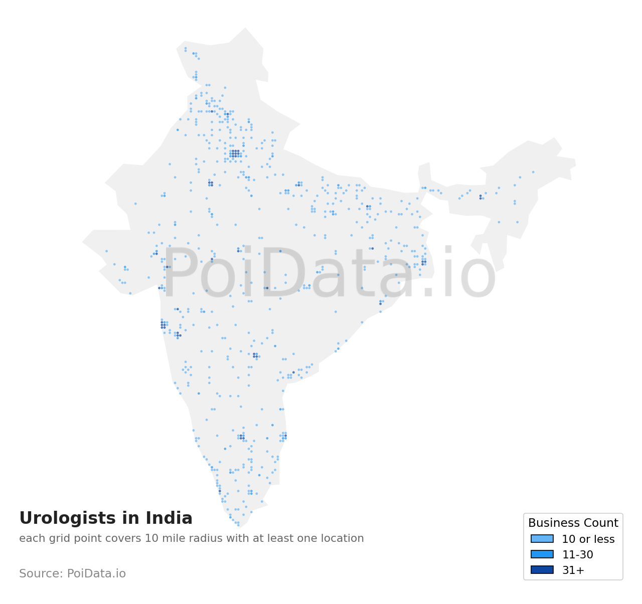 Urologist density map for India
