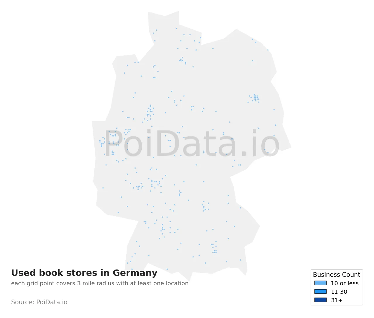 Used book store density map for Germany