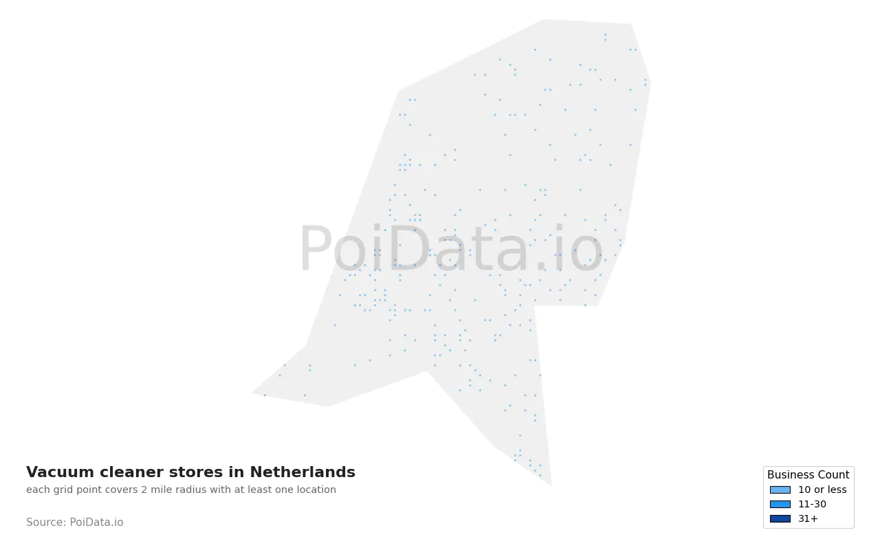 Vacuum cleaner store density map for Netherlands