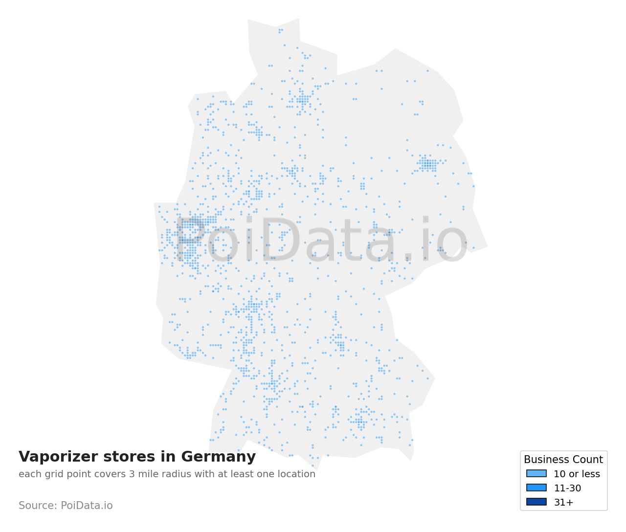 Vaporizer store density map for Germany