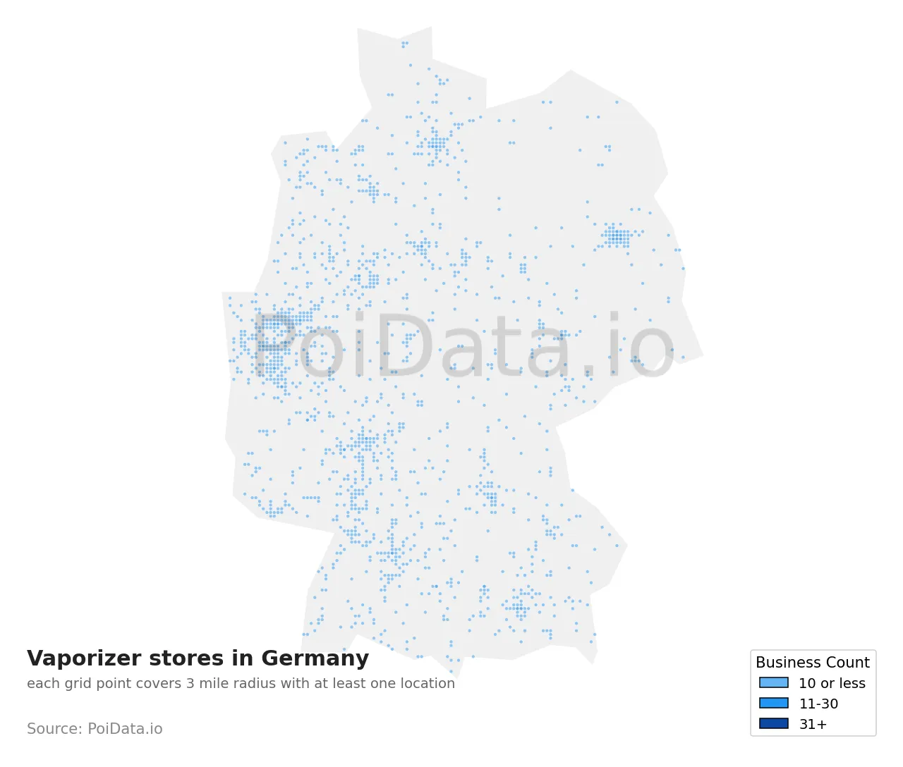 Vaporizer store density map for Germany