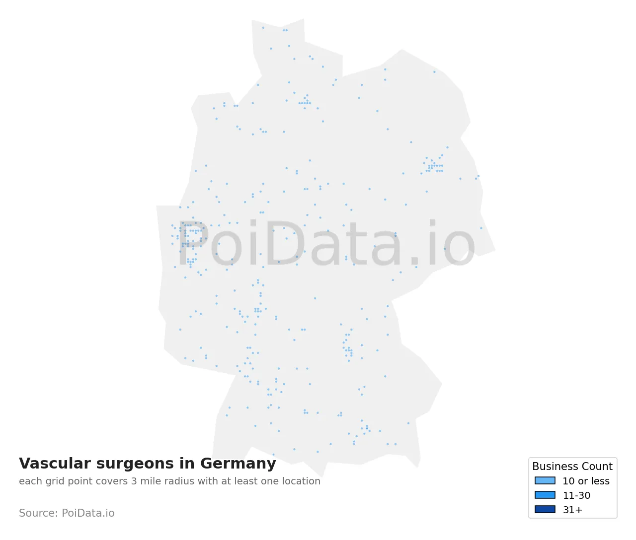 Vascular surgeon density map for Germany